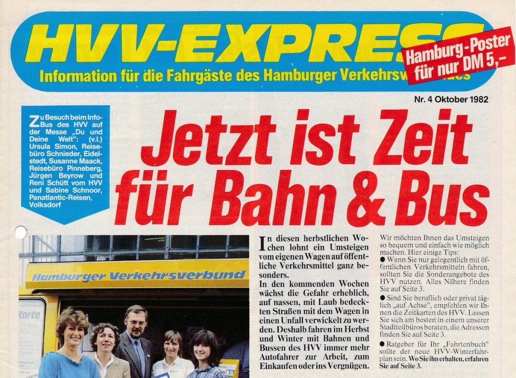 Die Fahrgastzeitung HVV-Express erschien von 1977 bis 1996