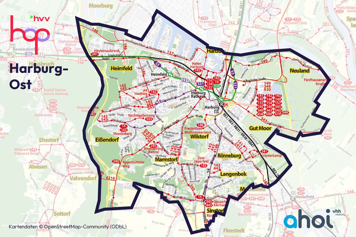 ahoi Bediengebiet hvv hop Harburg-Ost