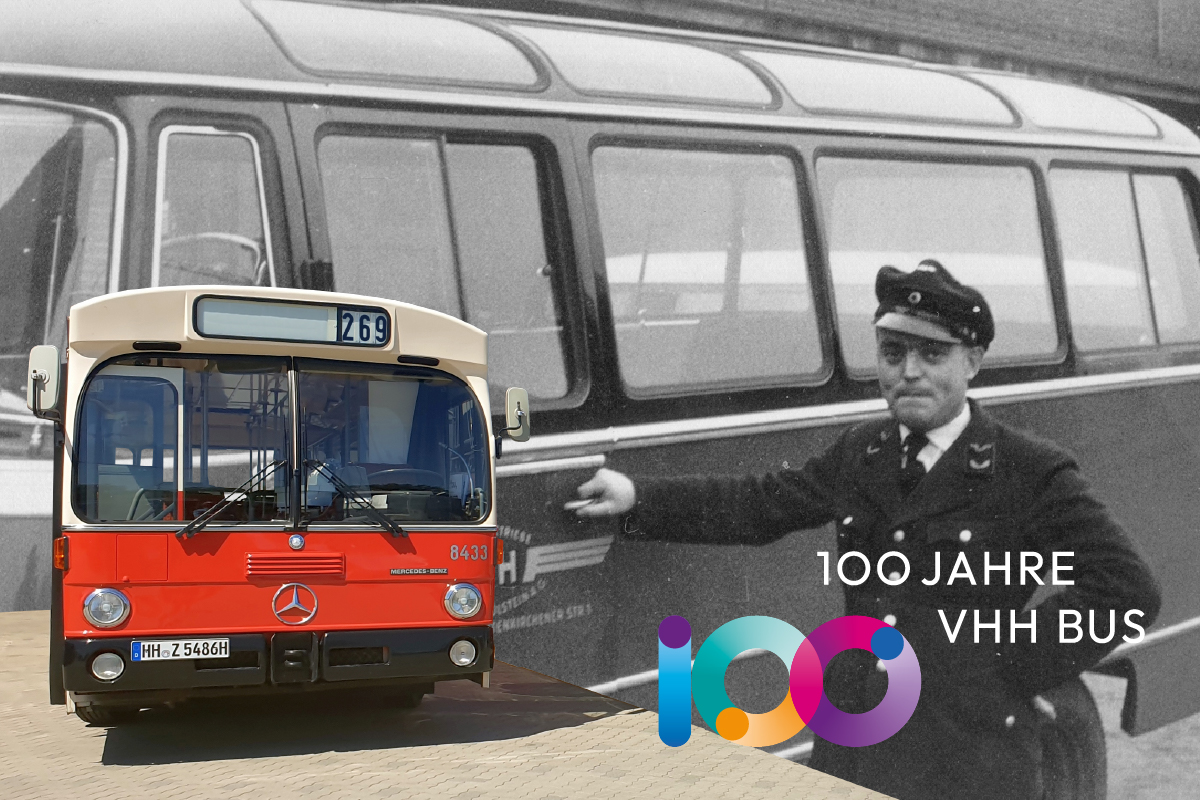 Am 18. Juli 2026 wird ein Oldtimer-Bus, der Mercedes-Benz O 305, anlässlich des Jubiläums "100 Jahre Busbetrieb" bei vhh.mobility" unterwegs sein.